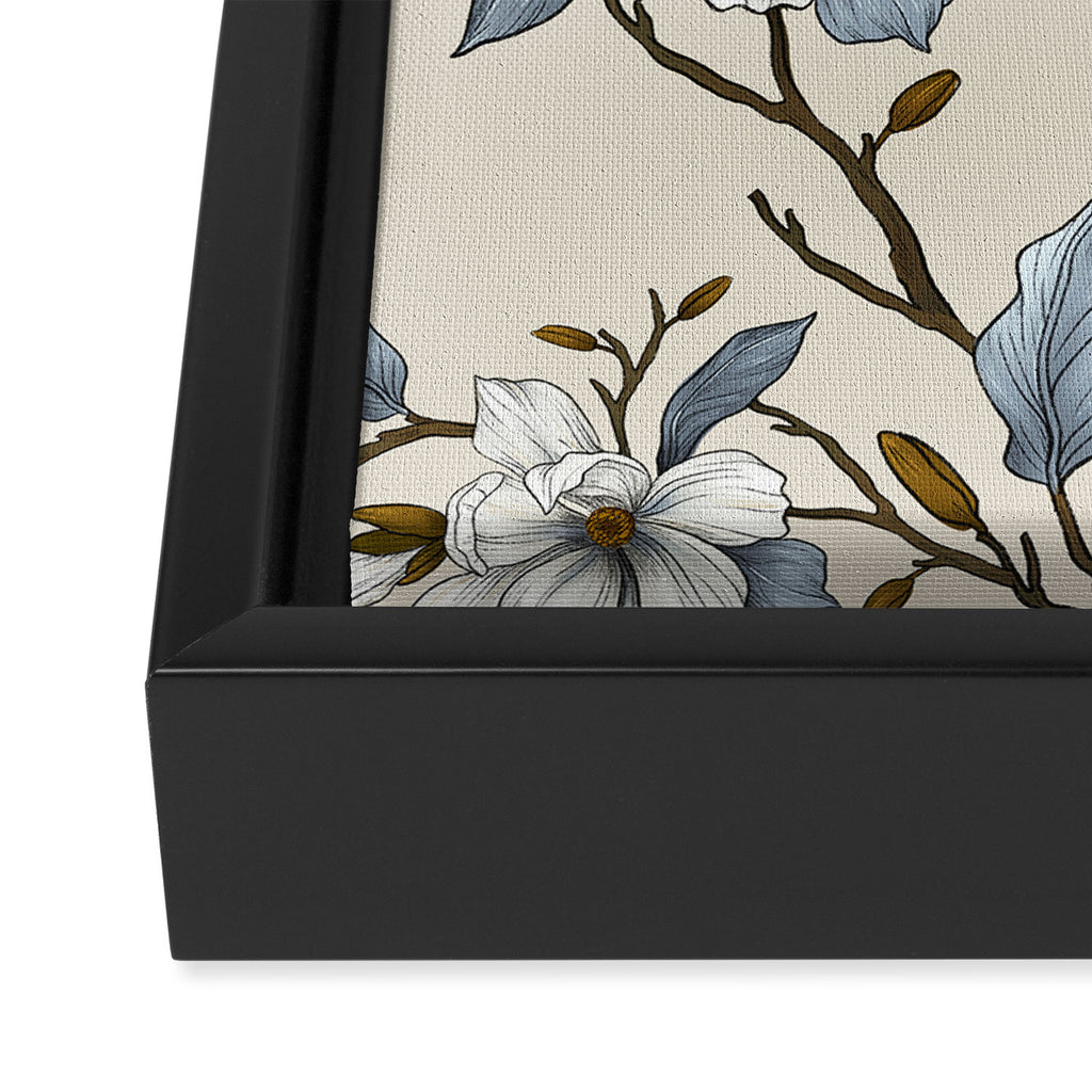 Elegant branch of white magnolia Framed Canvas Print Gallery Image 3