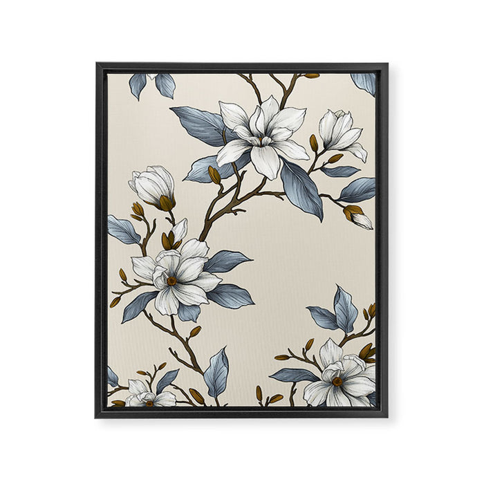 Elegant branch of white magnolia Framed Canvas Print Gallery Image 1