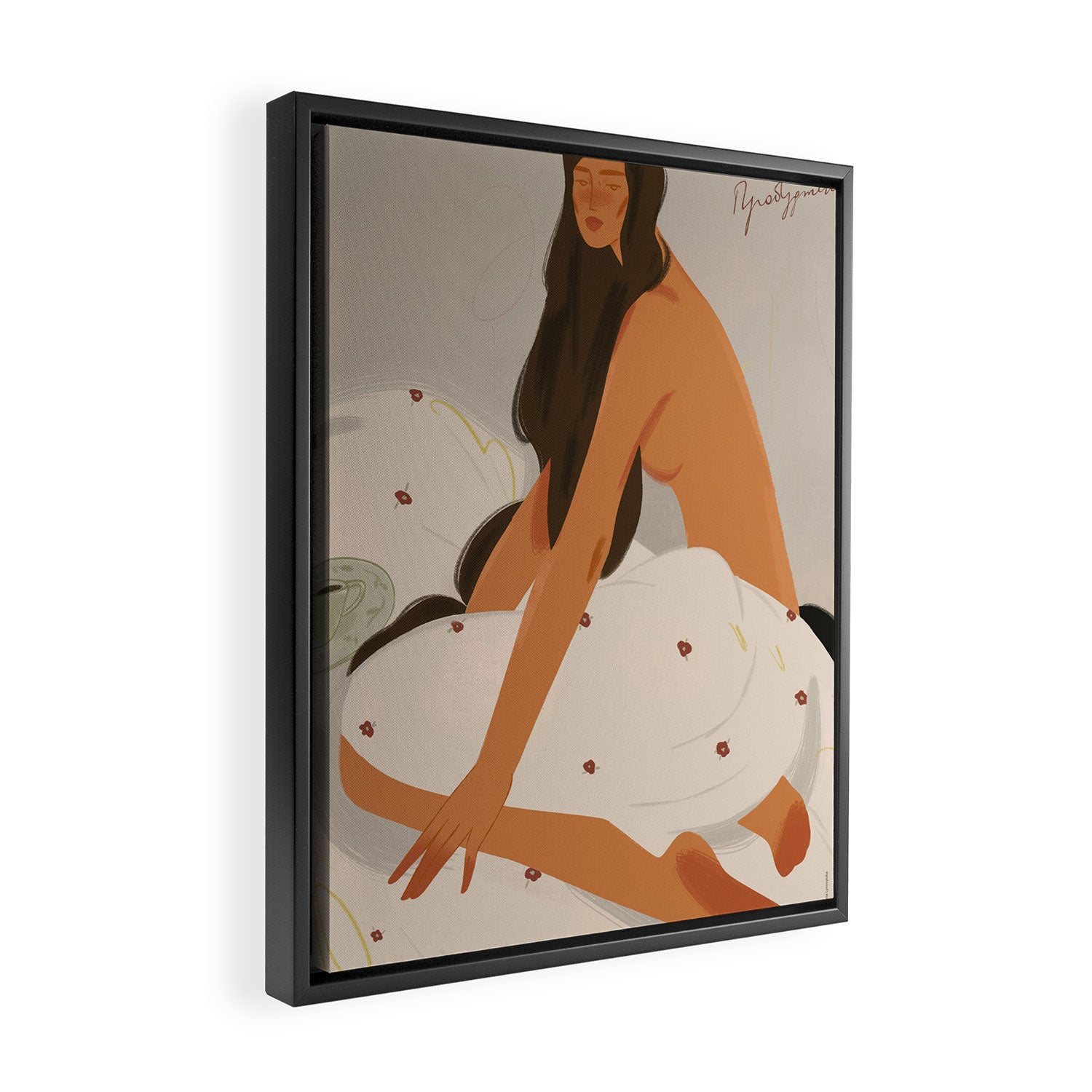  elegant woman in bed with blanket Framed Canvas Print Gallery Image 2
