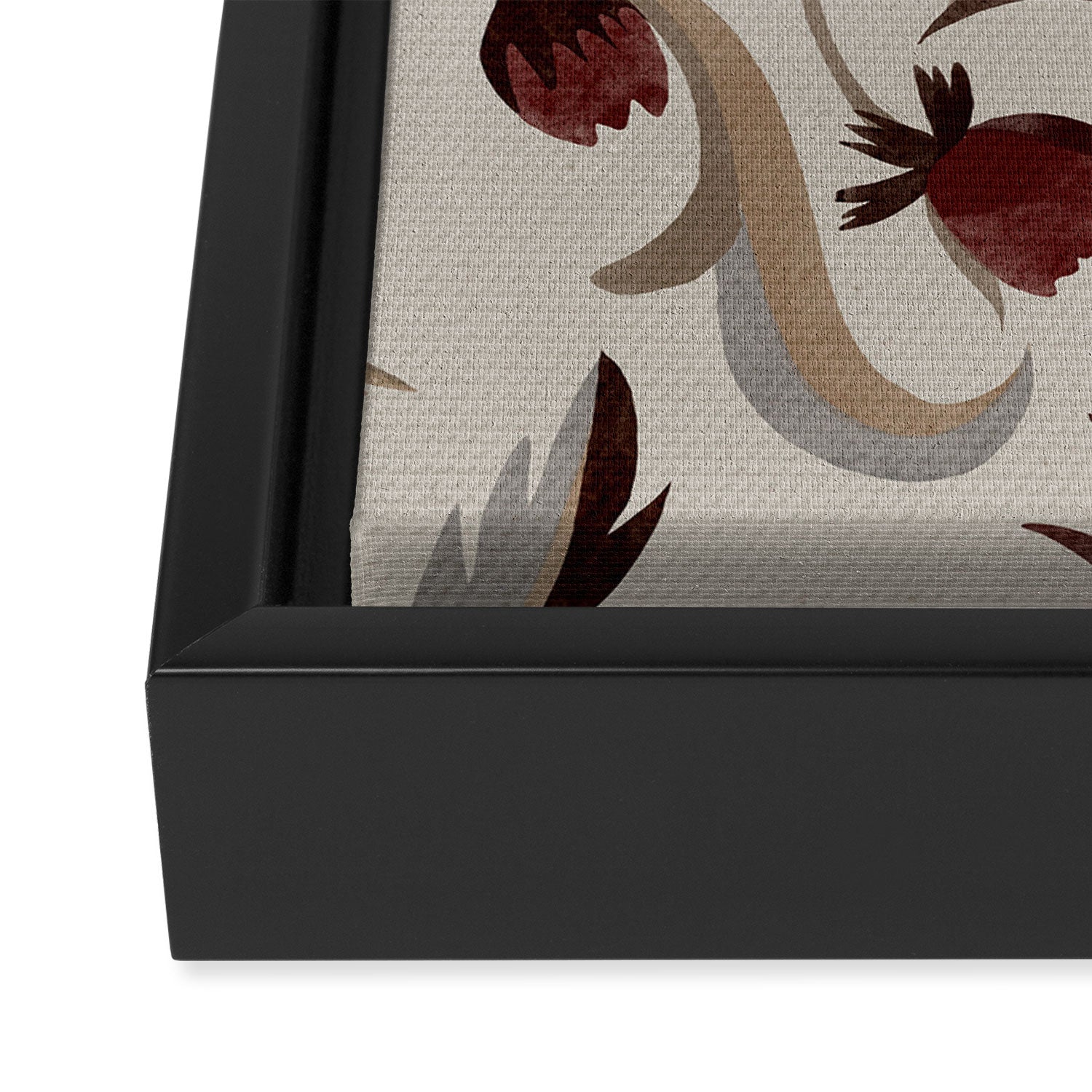 floral folk background red Framed Canvas Print Gallery Image 3