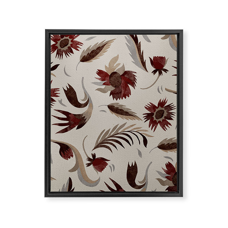 floral folk background red Framed Canvas Print Gallery Image 6