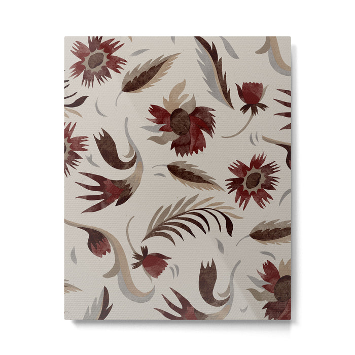 floral folk background red Metal Print Gallery Image 1