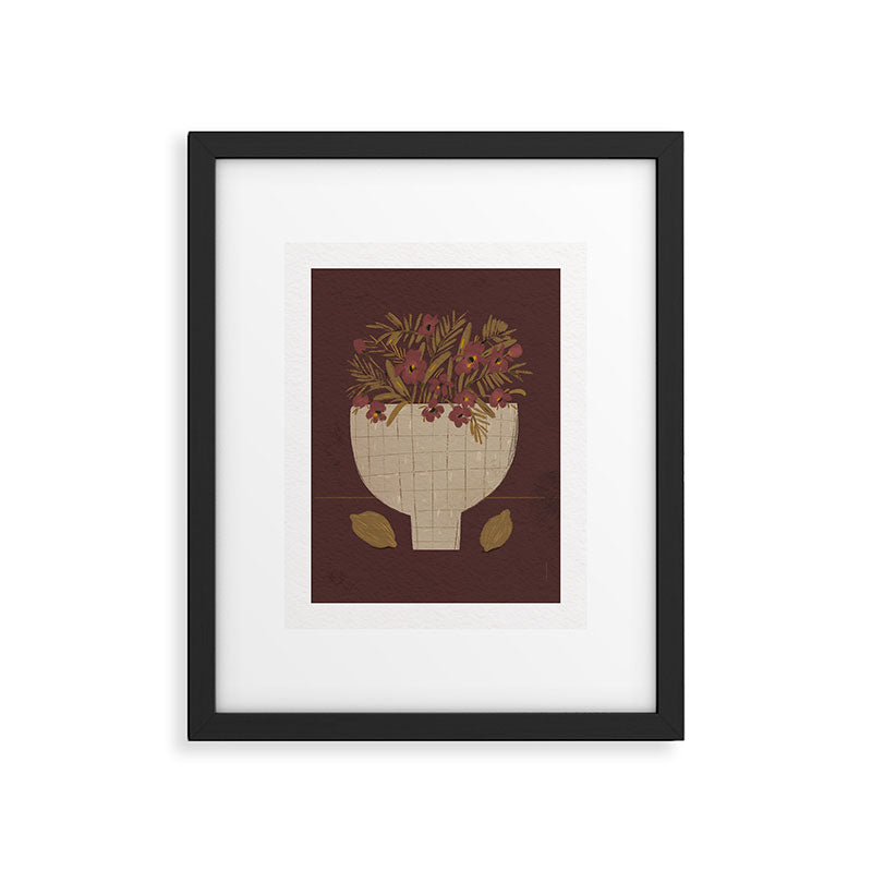 flowers in a vase on a red background Framed Art Print Gallery Image 5