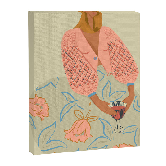  girl in pink with a glass Canvas Print Gallery Image 1