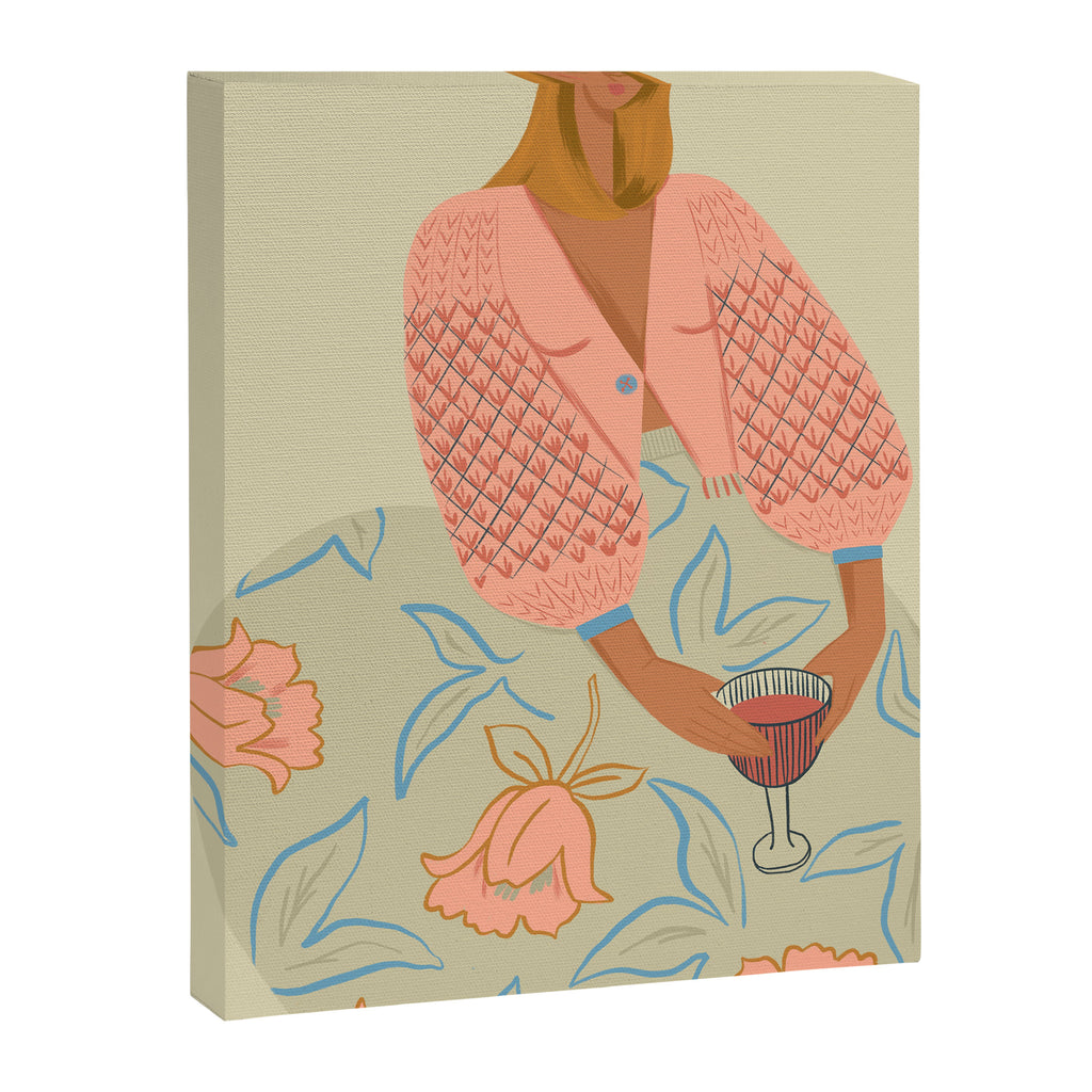  girl in pink with a glass Canvas Print Gallery Image 6