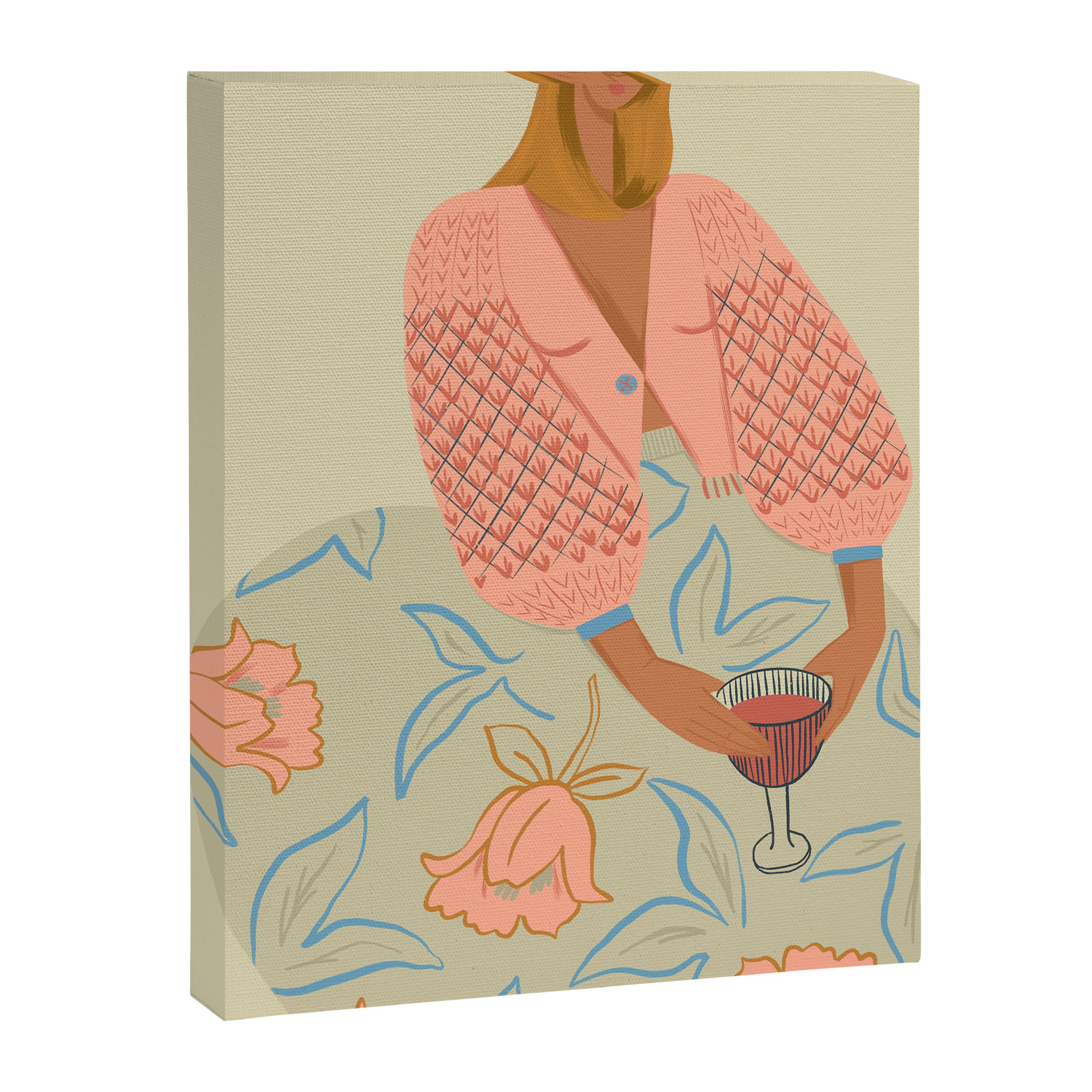  girl in pink with a glass Canvas Print Gallery Image 6