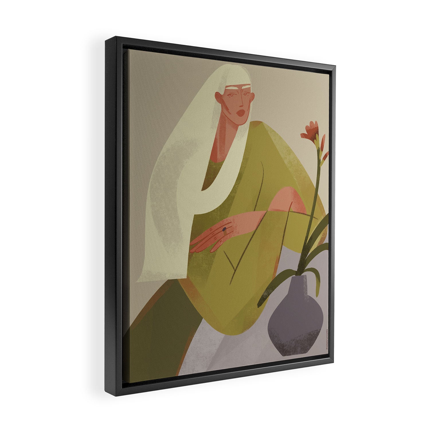 girl with a flower Framed Canvas Print Gallery Image 2