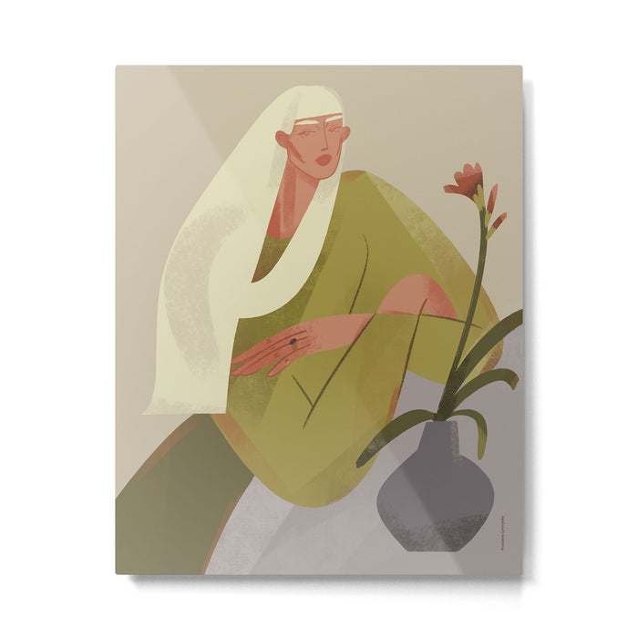 girl with a flower Metal Print Gallery Image 1