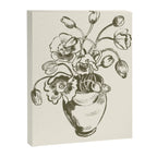  graphic monochrome bouquet of poppies flowers in a pot Canvas Print Gallery Image 6