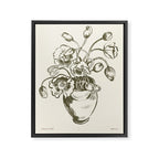  graphic monochrome bouquet of poppies flowers in a pot Framed Canvas Print Gallery Image 6