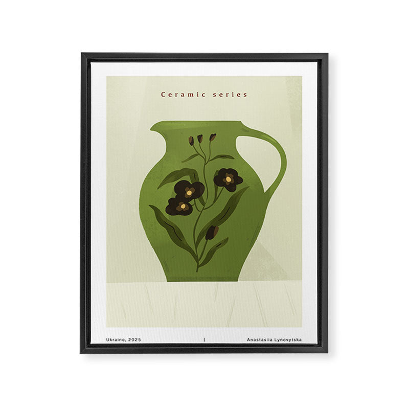 green jug with floral ornament  Framed Canvas Print Gallery Image 6