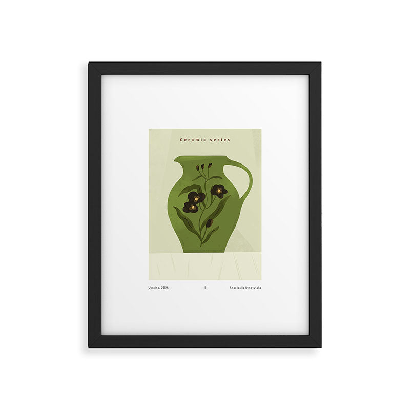 green jug with floral ornament  Framed Art Print Gallery Image 5