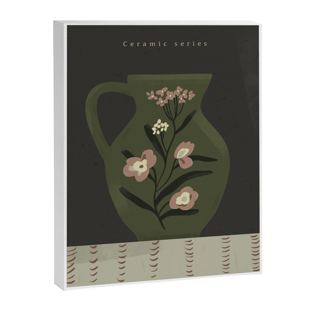 green jug with floral pink ornament  Canvas Print Gallery Image 6