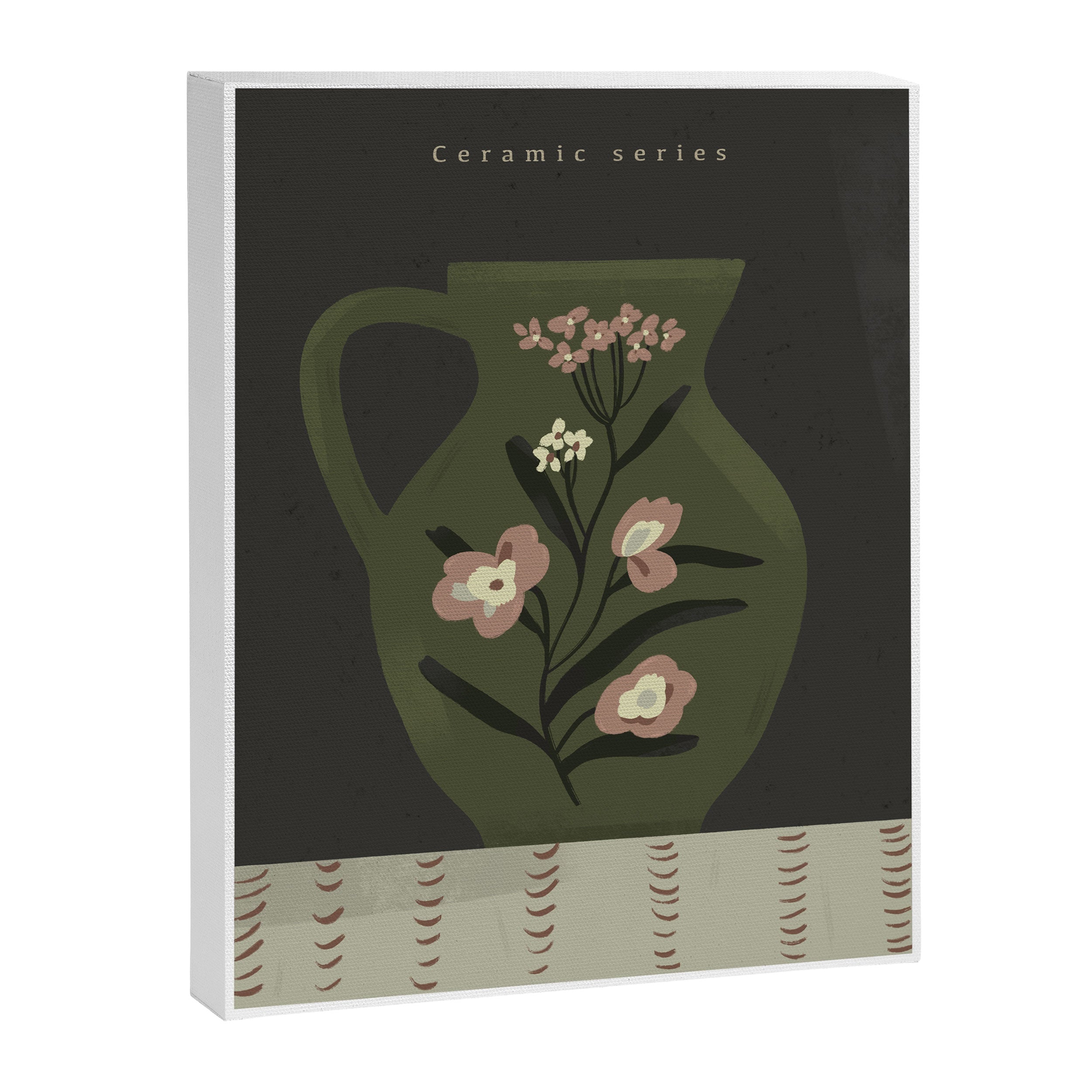 green jug with floral pink ornament  Canvas Print Gallery Image 6