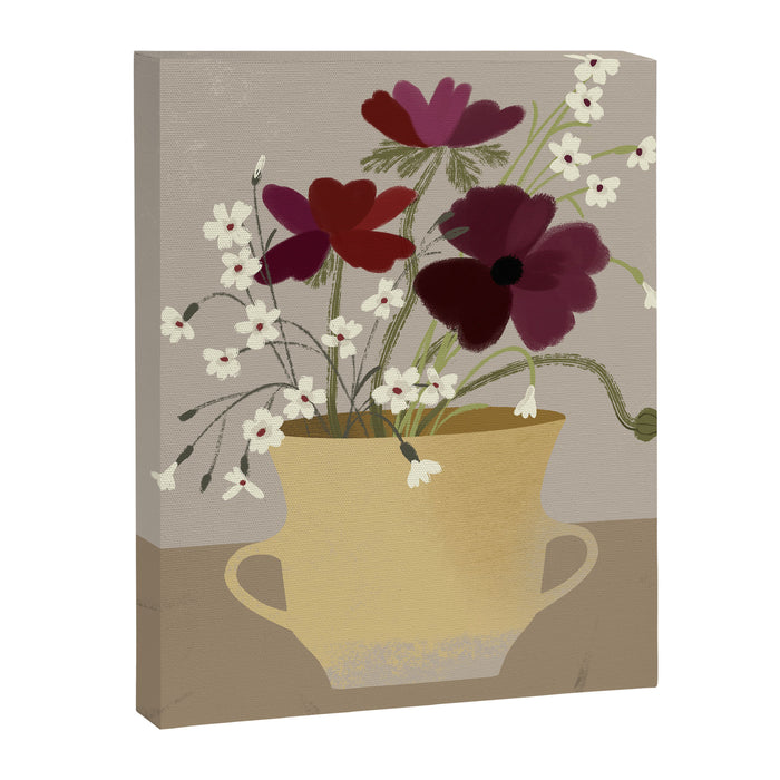 illustration of a cozy field bouquet of bright pink flowers in a vase  Canvas Print Gallery Image 1