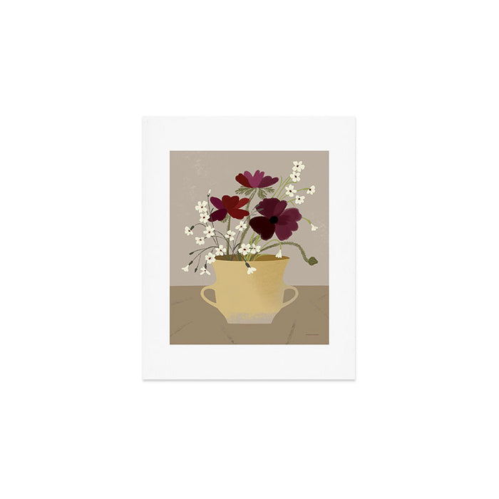 illustration of a cozy field bouquet of bright pink flowers in a vase  Art Print Gallery Image 1