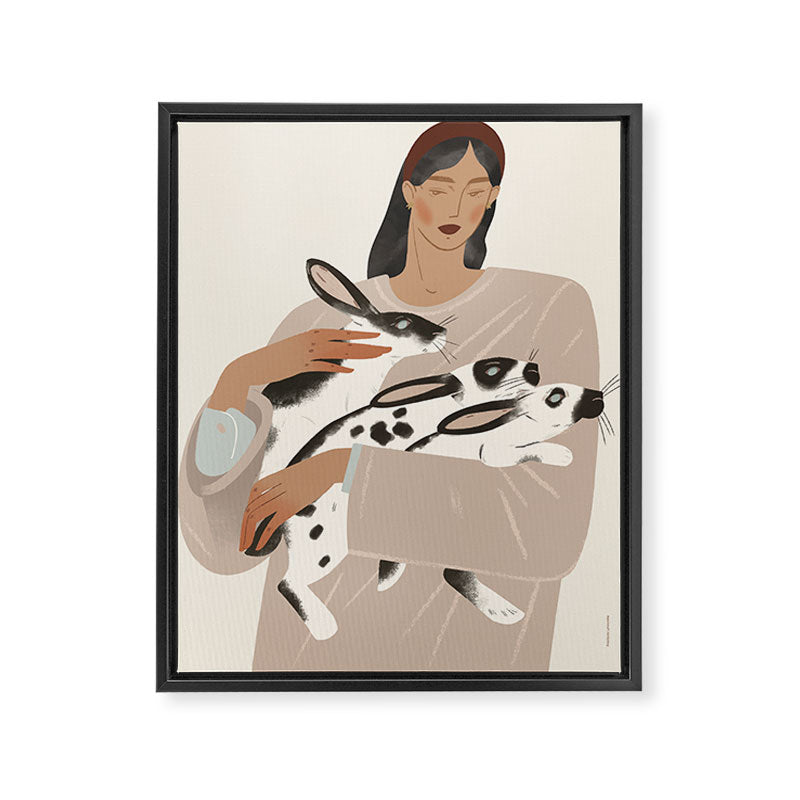 illustration of a girl with rabbits Framed Canvas Print Gallery Image 6