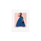 illustration of an elegant girl in a blue dress Art Print Gallery Image 1