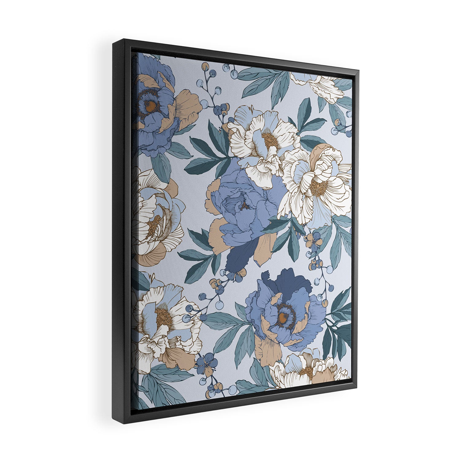 lush blue peonies  Framed Canvas Print Gallery Image 2
