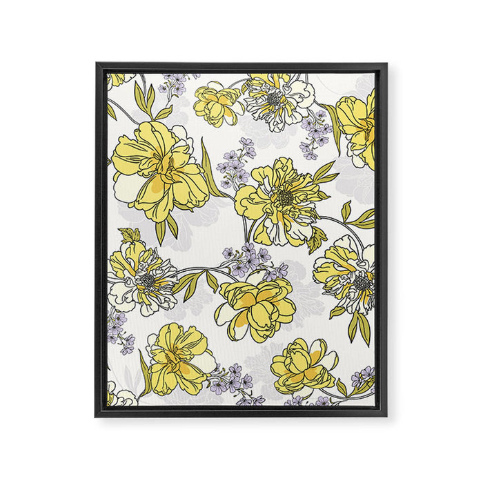 Luxurious pattern with yellow flowers Framed Canvas Print Gallery Image 1