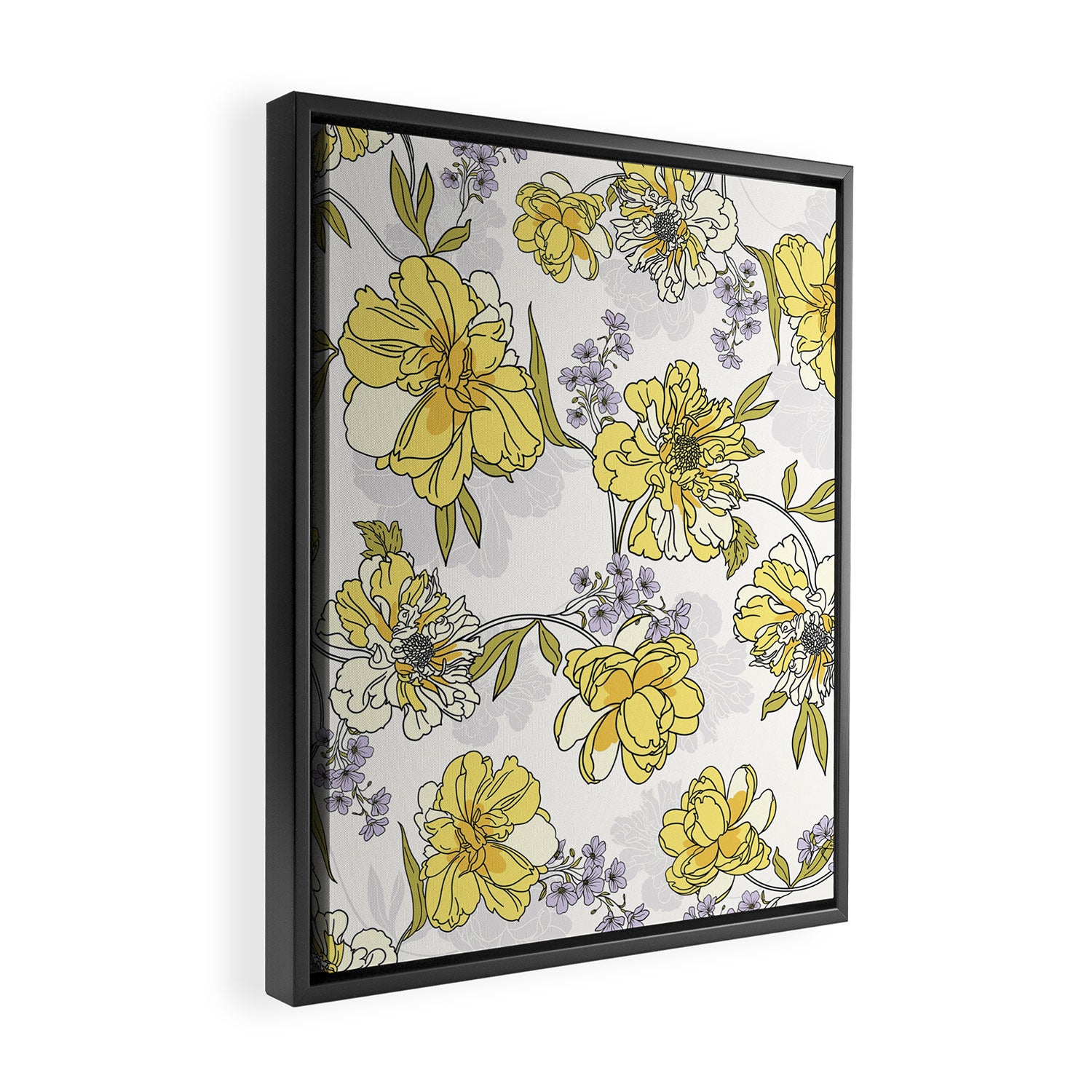 Luxurious pattern with yellow flowers Framed Canvas Print Gallery Image 2