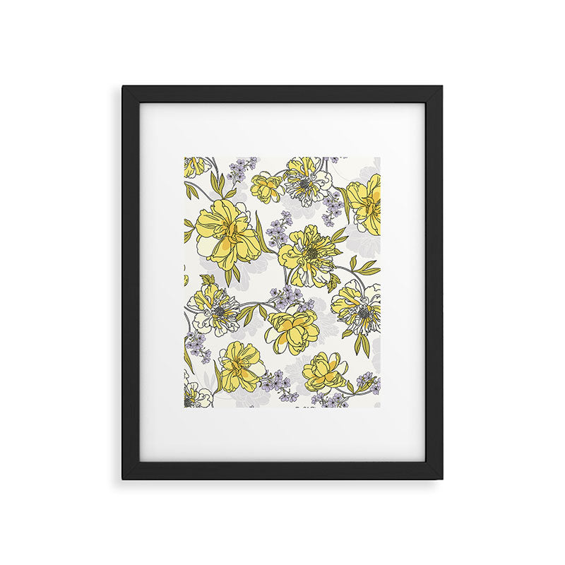 Luxurious pattern with yellow flowers Framed Art Print Gallery Image 6