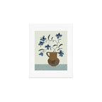  naive illustration of blue flowers in a jug Art Print Gallery Image 1