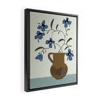  naive illustration of blue flowers in a jug Framed Canvas Print Gallery Image 2