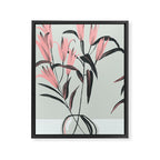 naive illustration of pink lily flower in a vase Framed Canvas Print Gallery Image 6