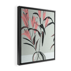 naive illustration of pink lily flower in a vase Framed Canvas Print Gallery Image 2