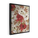 pattern lush red, beige and white peonies Framed Canvas Print Gallery Image 2