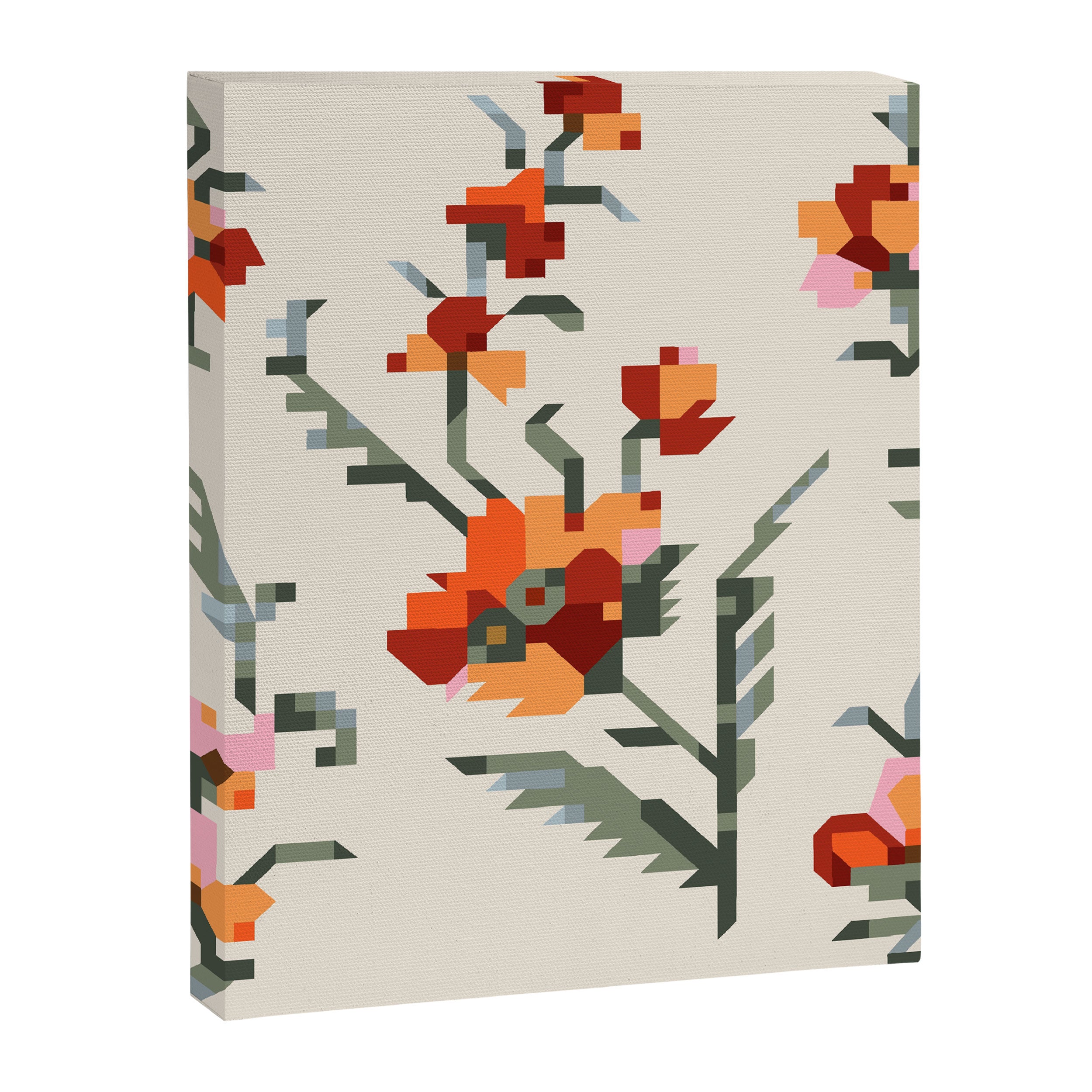 pixel folk ornaments floral embroidery Canvas Print Gallery Image 8