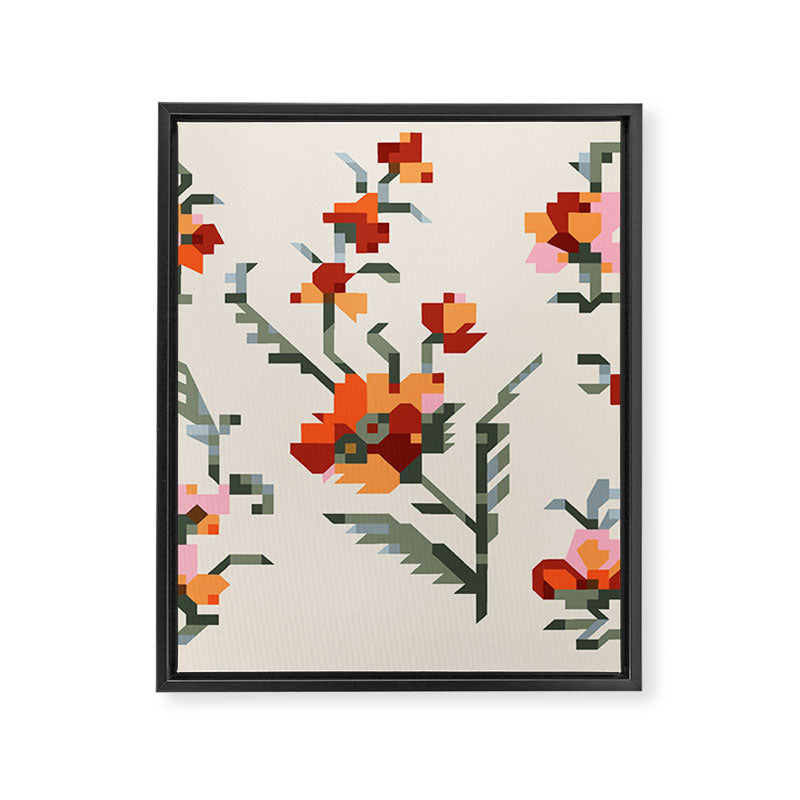 pixel folk ornaments floral embroidery Framed Canvas Print Gallery Image 8