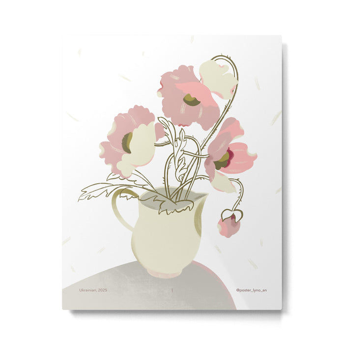  poppies in a jug Metal Print Gallery Image 1
