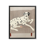 Portrait of a dog on a striped chair Framed Canvas Print Gallery Image 8