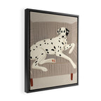Portrait of a dog on a striped chair Framed Canvas Print Gallery Image 2
