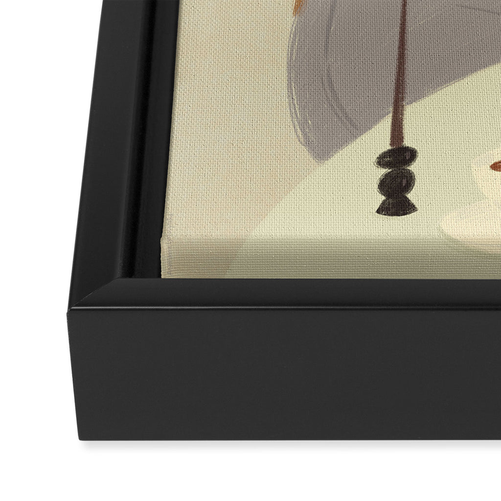 portrait of a fragile woman at a table with flowers Framed Canvas Print Gallery Image 3