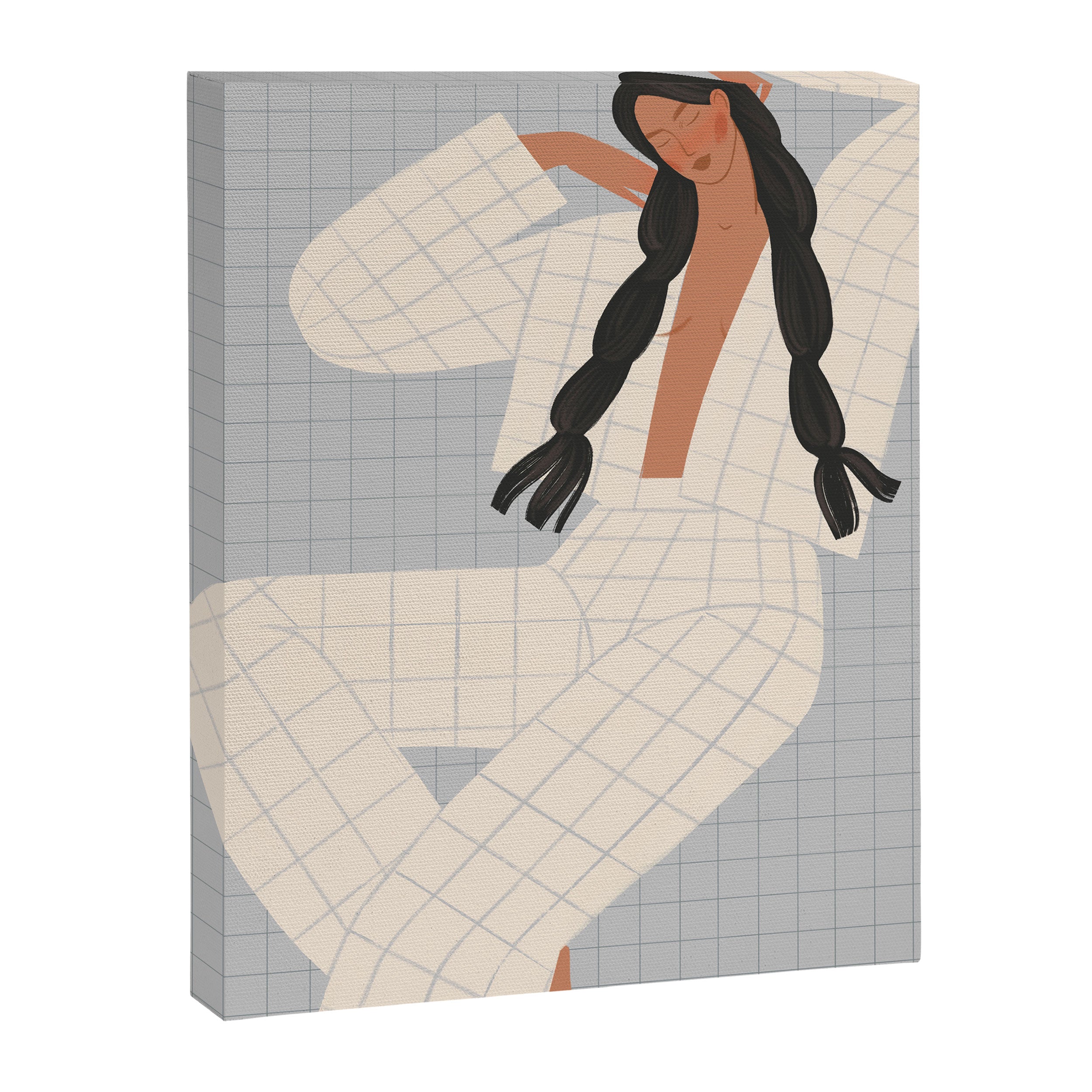 portrait of a girl in checkered pajamas Canvas Print Gallery Image 6