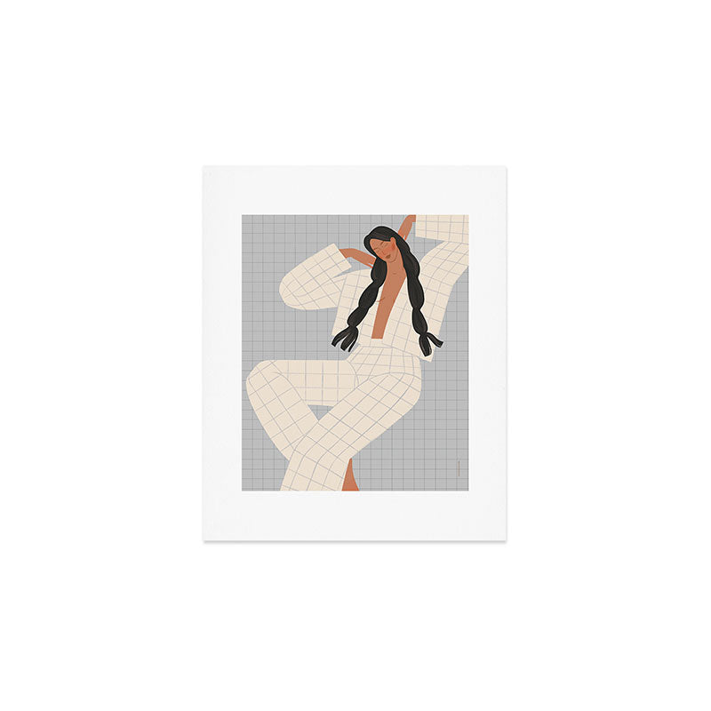 portrait of a girl in checkered pajamas Art Print Gallery Image 1