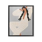 portrait of a girl in checkered pajamas Framed Canvas Print Gallery Image 6