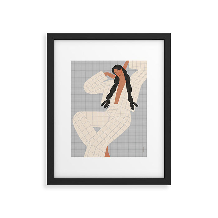 portrait of a girl in checkered pajamas Framed Art Print Gallery Image 1