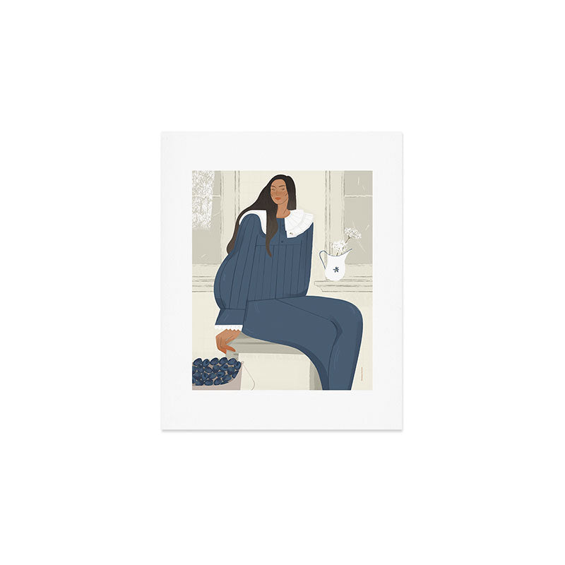  portrait of a girl with plums Art Print Gallery Image 1