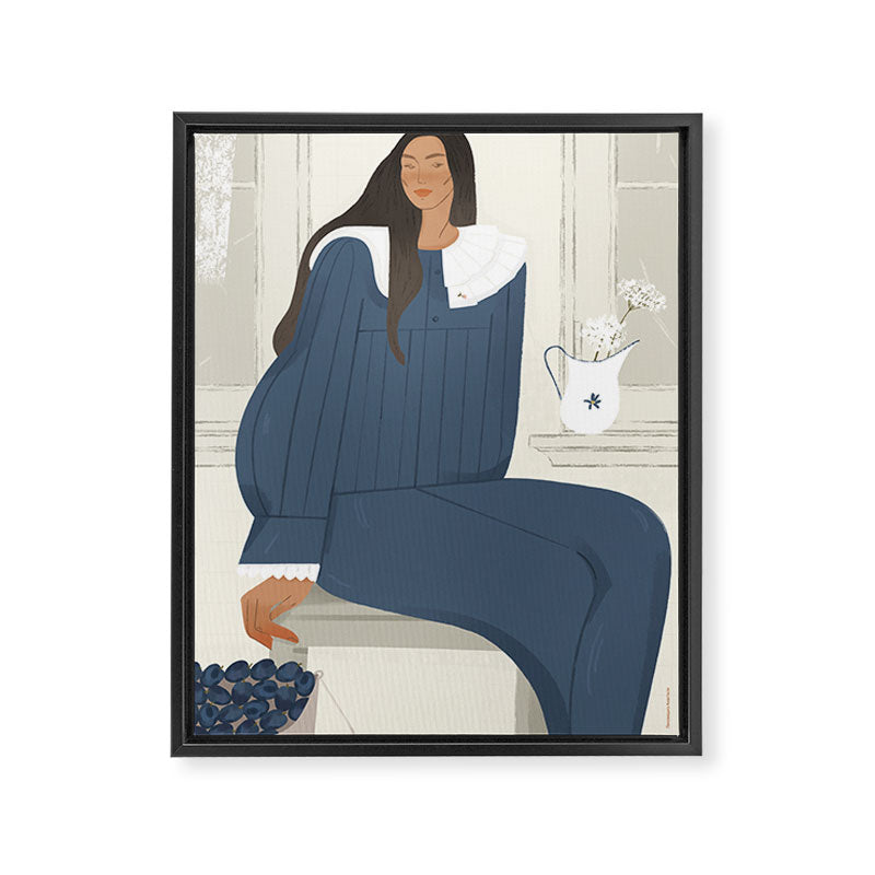  portrait of a girl with plums Framed Canvas Print Gallery Image 6