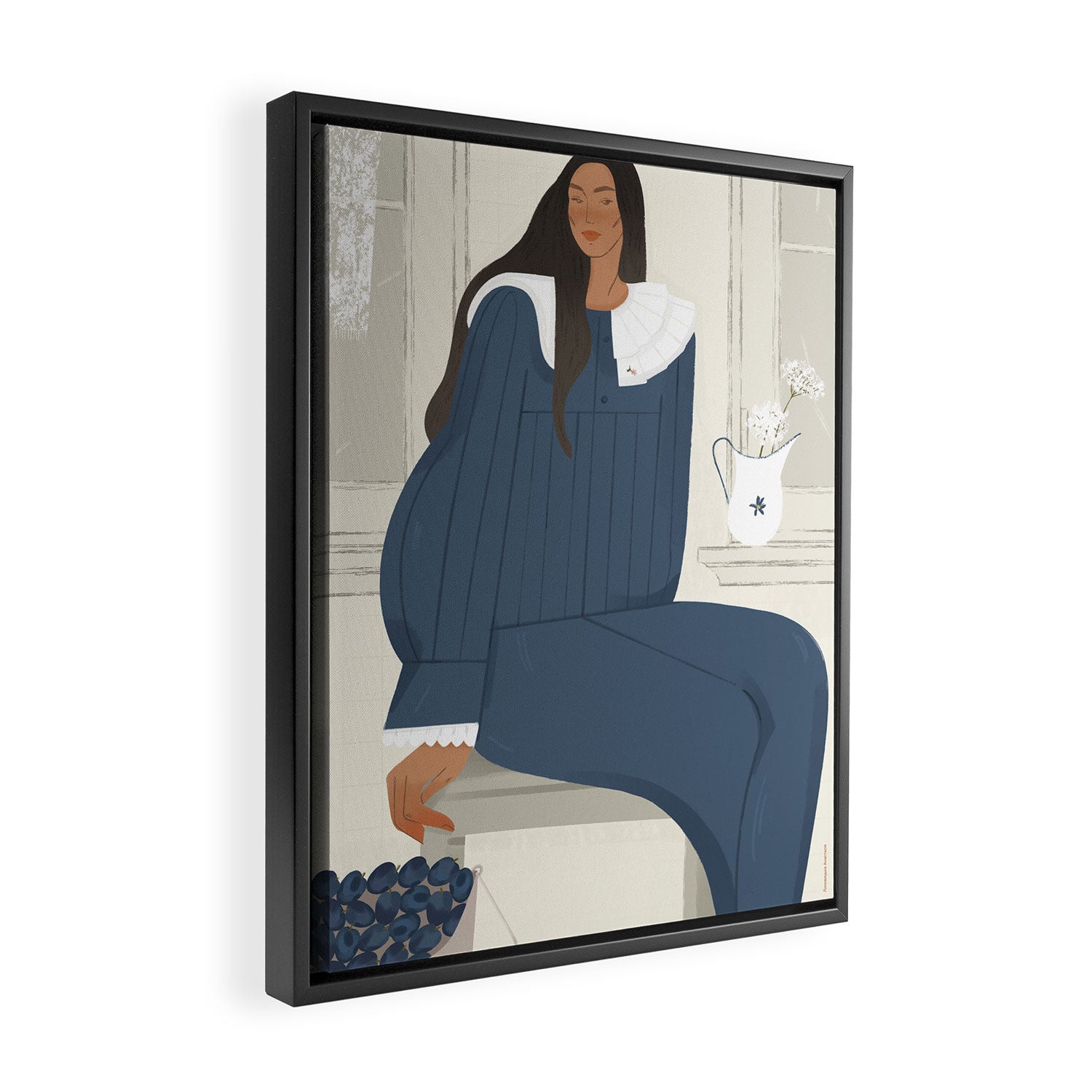  portrait of a girl with plums Framed Canvas Print Gallery Image 2