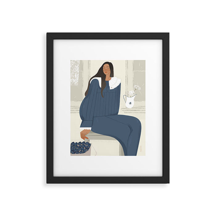  portrait of a girl with plums Framed Art Print Gallery Image 1