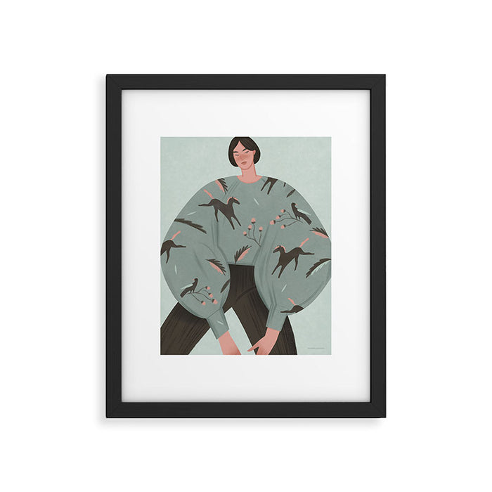Portrait of a sweet girl in ethnic style Framed Art Print Gallery Image 1