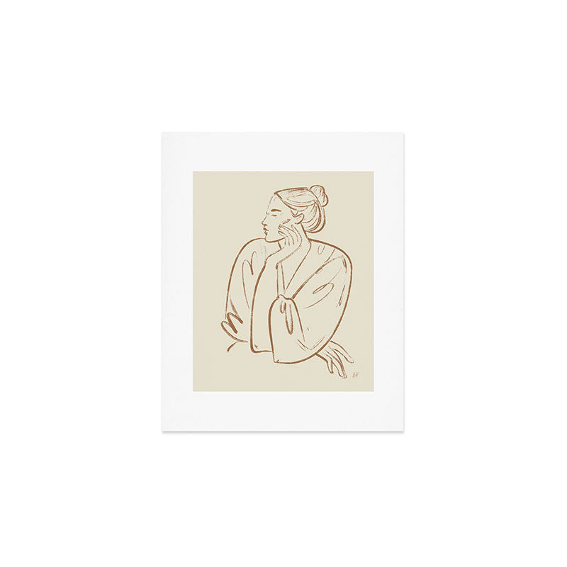 portrait of a woman graphic sepia Art Print Gallery Image 1