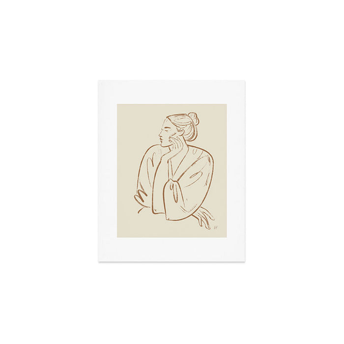 portrait of a woman graphic sepia Art Print Gallery Image 1