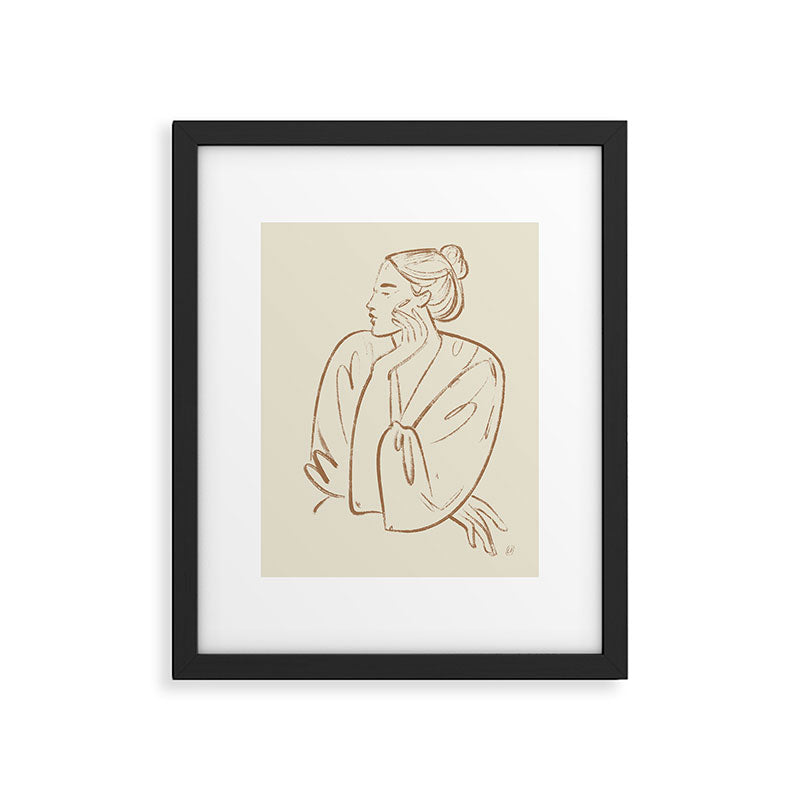 portrait of a woman graphic sepia Framed Art Print Gallery Image 5