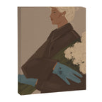  portrait of a woman in a coat and blue gloves Canvas Print Gallery Image 6